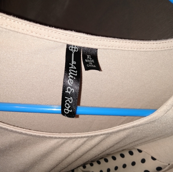 Allie&Rob beige polka dot ruffle blouse - Picture 2 of 3